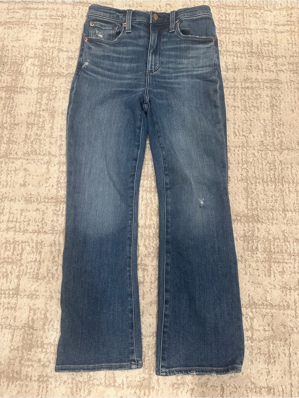 Pistola Size 26 High Rise Flare Jeans Medium Wash Distressed Stretch Denim